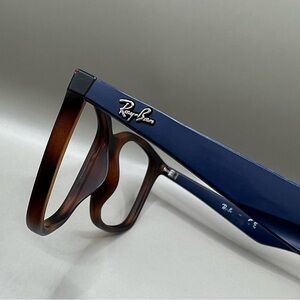 RAY-BAN RB 7047 5574 Matte Tortoise Navy Temple Eyeglass Frame 54-17-140